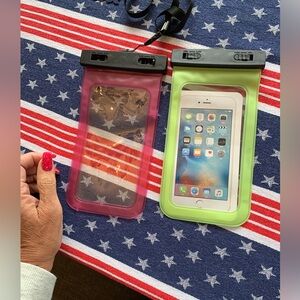 Waterproof Phone Pouch - Pink and Green set of two.